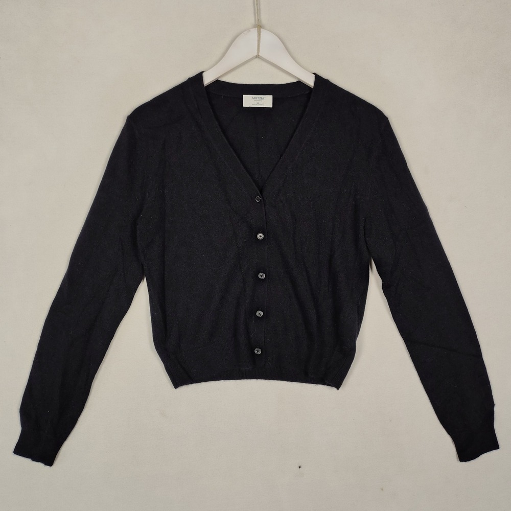 Aritzia Cashmere V-Neck Cardigan Black Button Front Sweater XS 128146